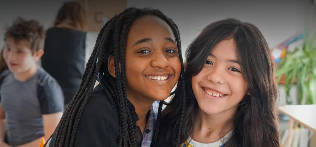 Two girl students at Bennett Day School Middle School in Chicago