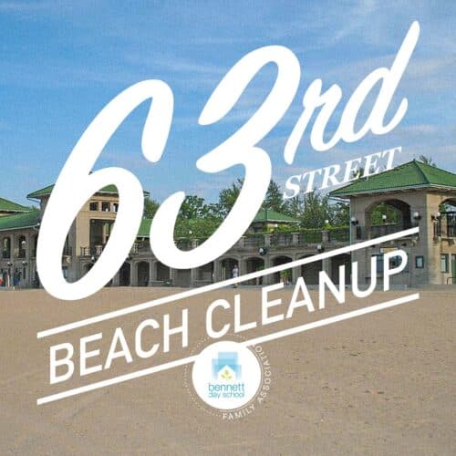 Beach cleanup banner, showcasing the 63rd St. Beach in Chicago